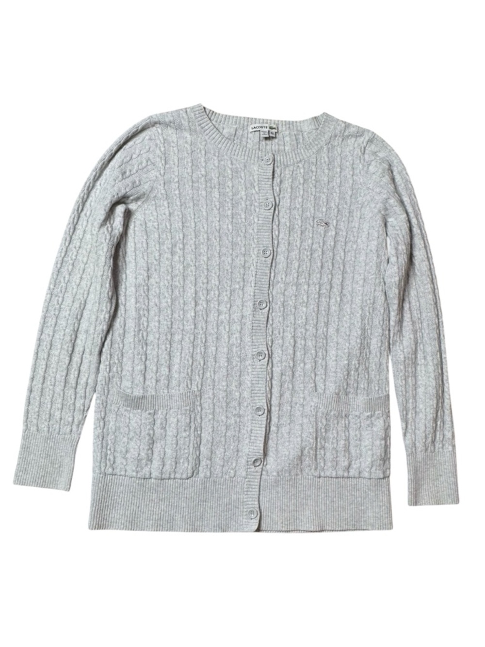 LACOSTE Cotton Cable-Knit Cardigan size 40 (M)